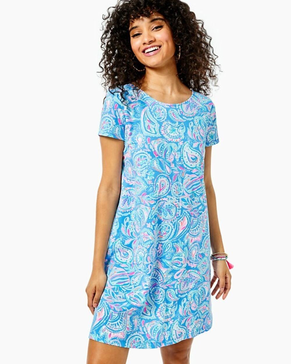 Lilly Pulitzer Kimi Fish Kiss Zanzibar Blue Pima Cotton Swing Mini Dress Small